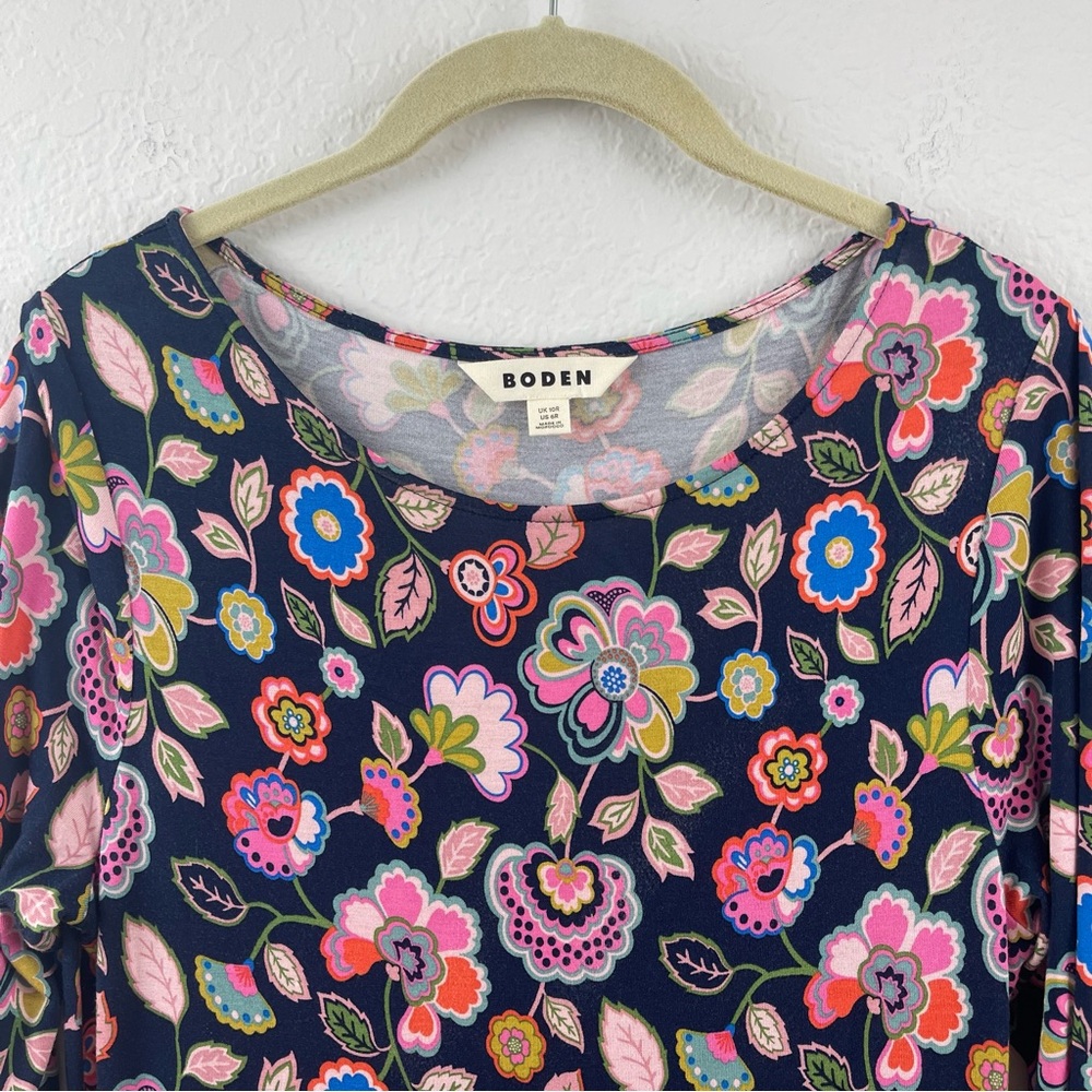 Boden Evelyn Floral Jersey Midi Long Sleeve Dress Boho Whimsy Cottage Sz 6R - Picture 8 of 12